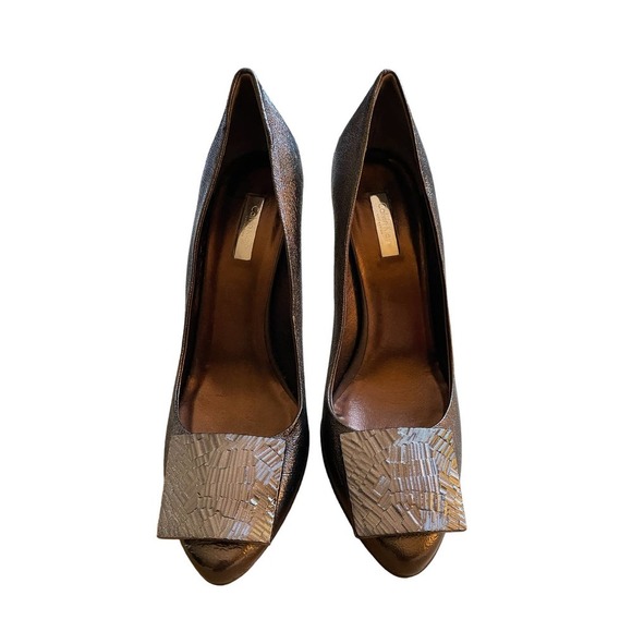 Calvin Klein Womens Leather Almond Toe Pump Heels Size 7US Brown - Picture 2 of 8